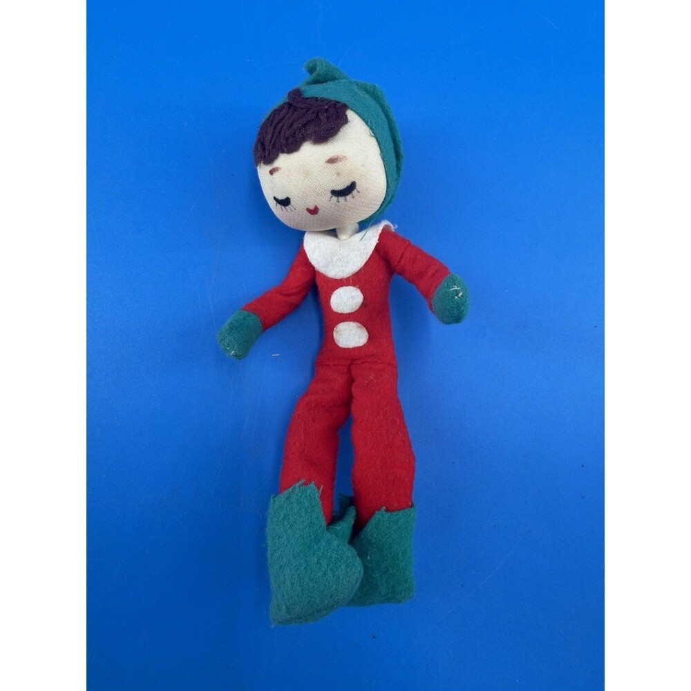 VTG Felt Christmas Holiday Pixie Elf Knee Hugger Wire Arms Legs 4" Japan